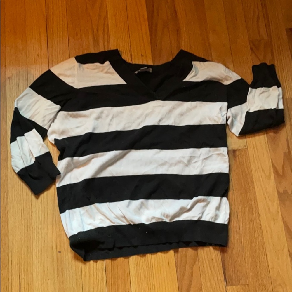 LOFT Black and white three quarter length sweater